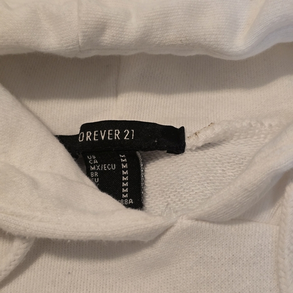 Forever 21 Cropped Hoodie White w/ Sequin Graphic Detail M - Picture 3 of 4